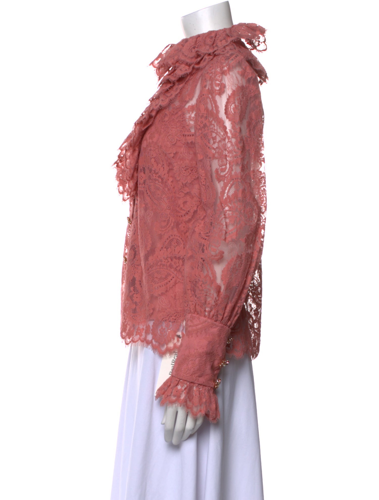 Zimmermann Lace Pattern Mock Neck Blouse w/ Tags