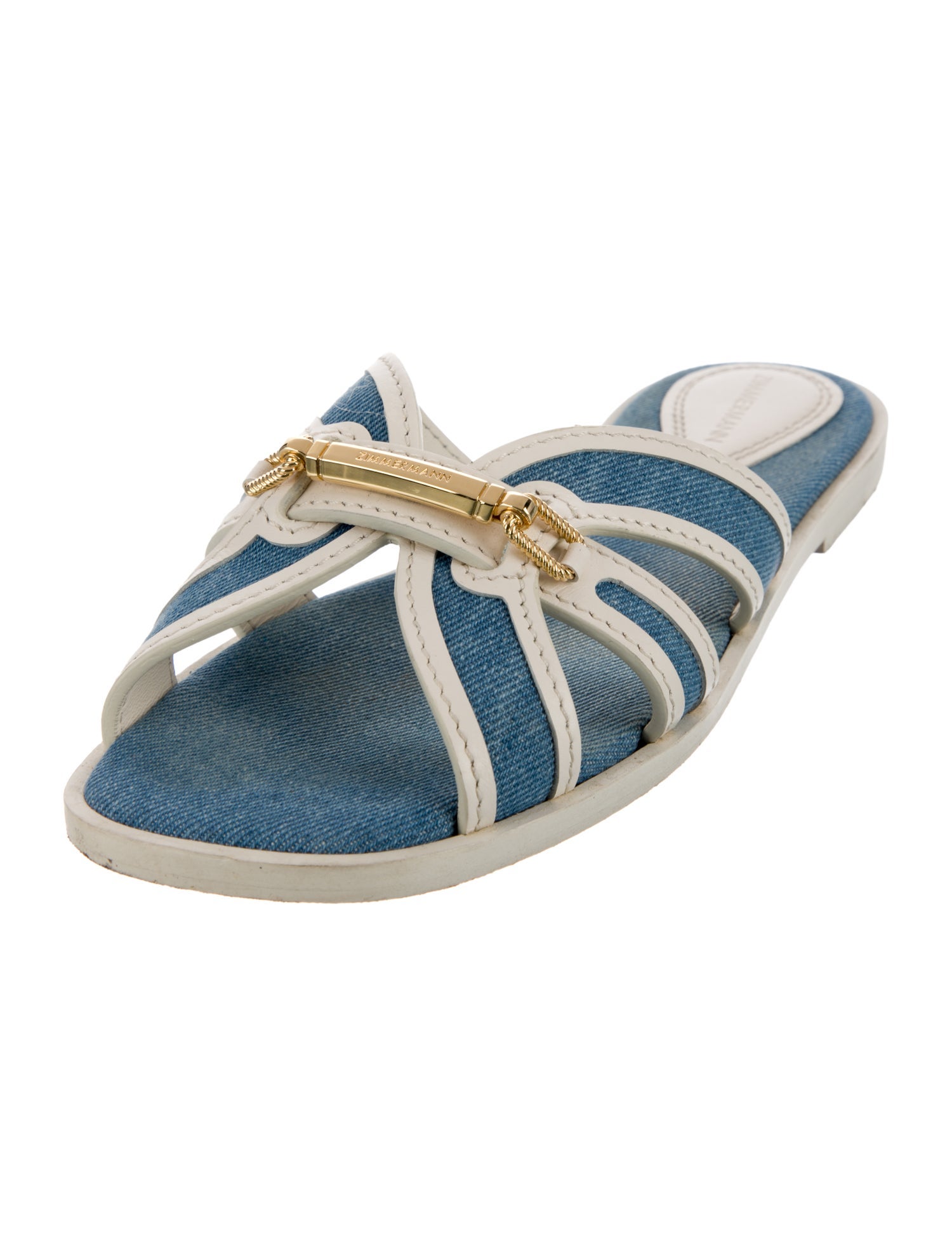 Zimmermann Denim Printed Slides