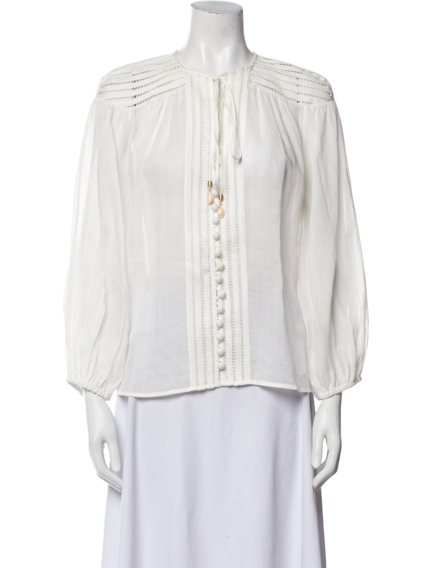 Zimmermann Crew Neck Three-Quarter Sleeve Blouse