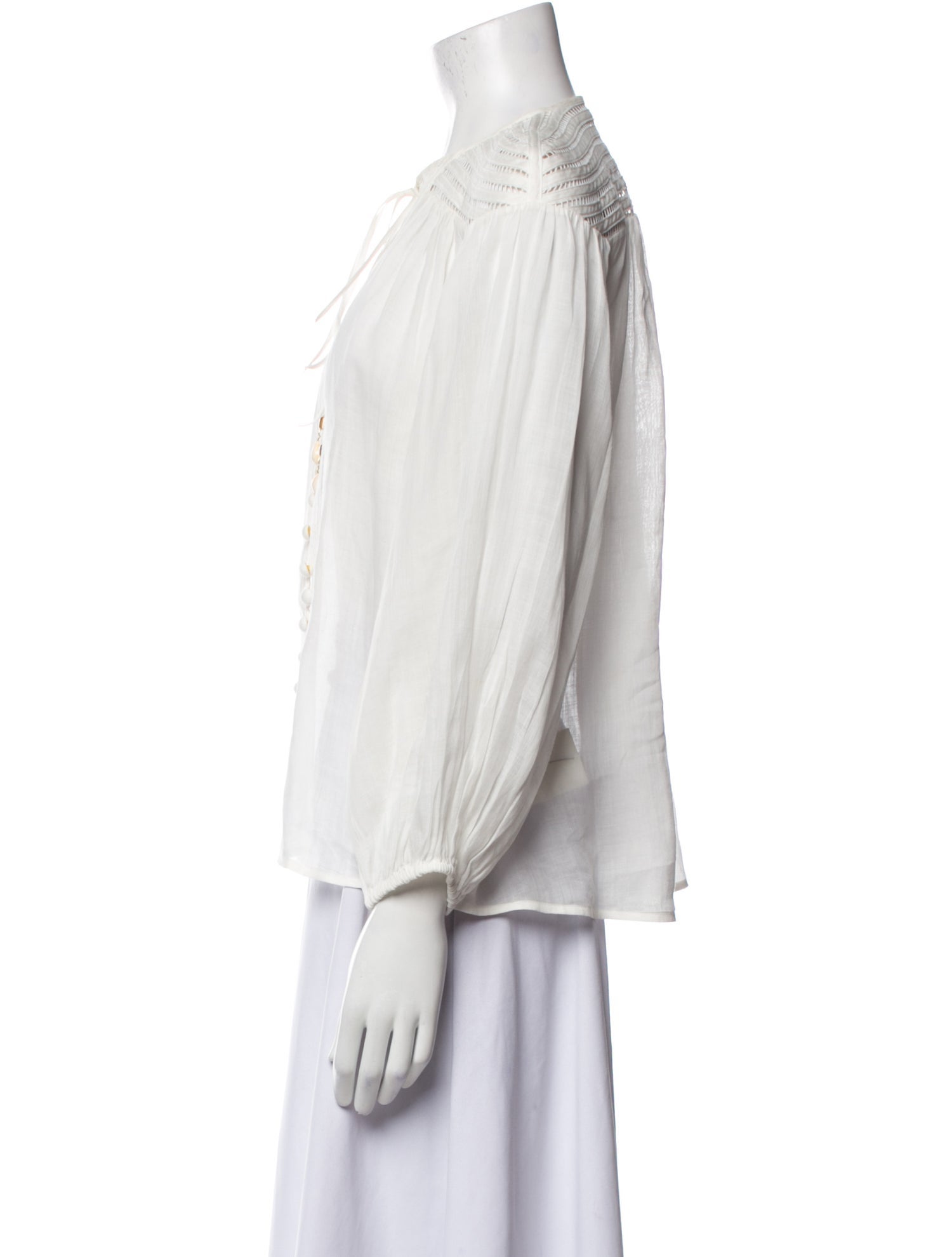 Zimmermann Crew Neck Three-Quarter Sleeve Blouse