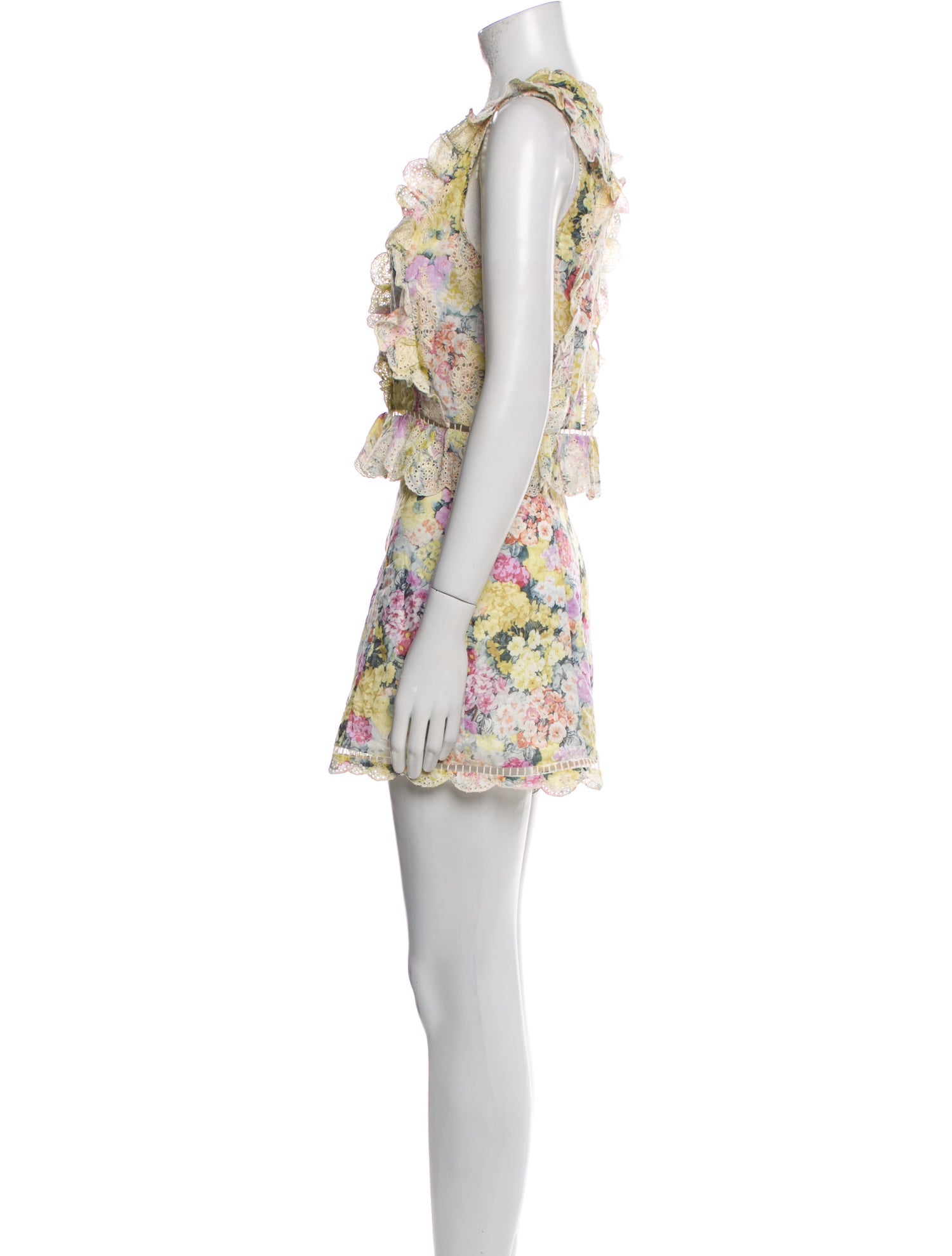 Zimmermann Floral Print Embroidered Accent Short Set