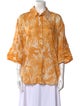 Zimmermann Printed Three-Quarter Sleeve Button-Up Top