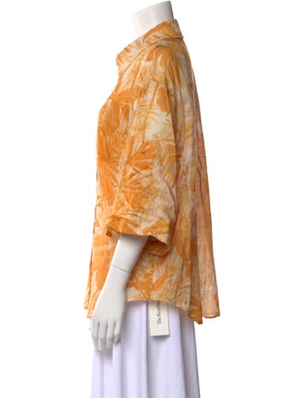 Zimmermann Printed Three-Quarter Sleeve Button-Up Top