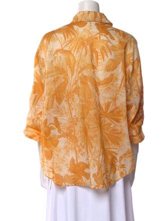 Zimmermann Printed Three-Quarter Sleeve Button-Up Top