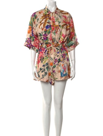 Zimmermann Linen Floral Print Romper