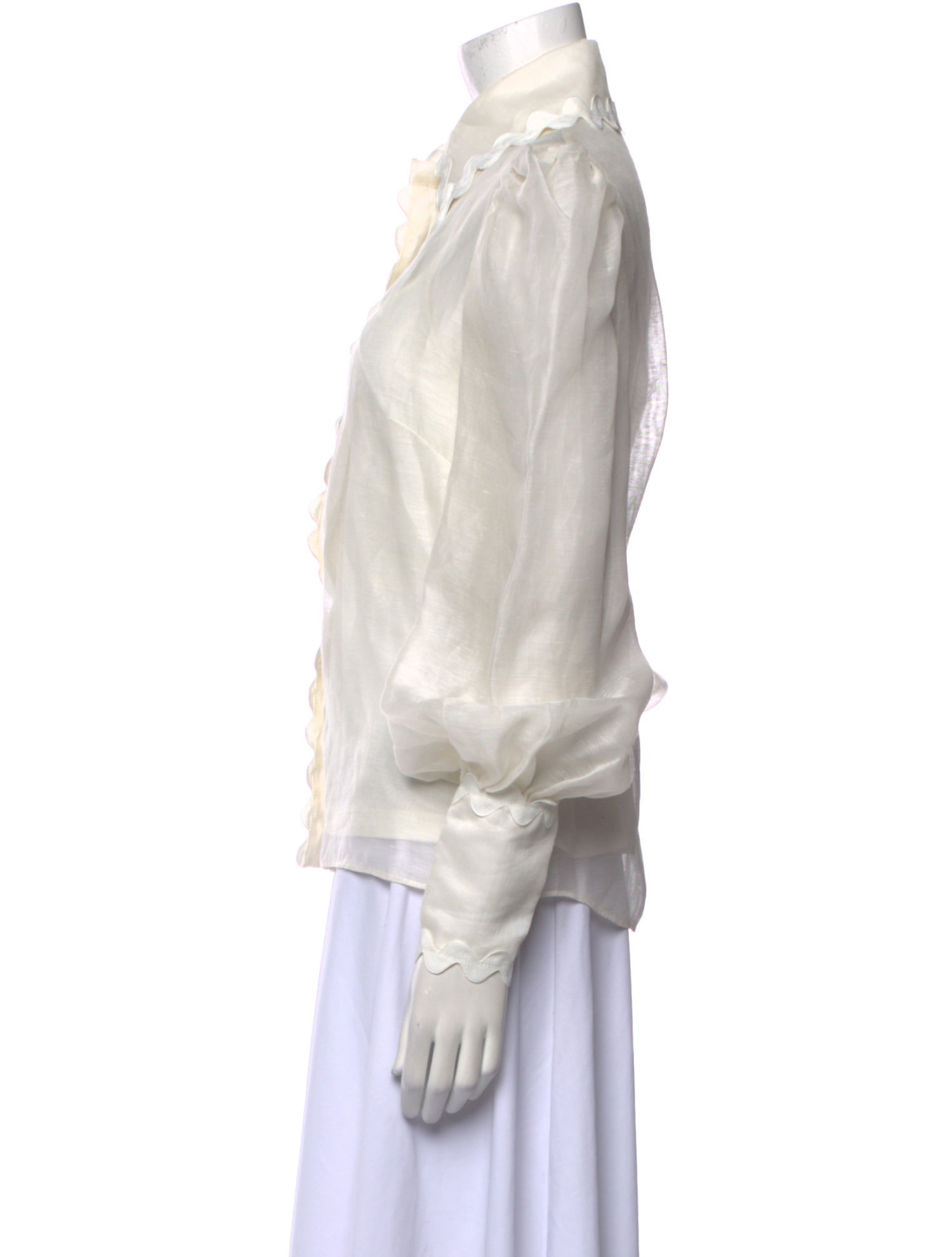 Zimmermann Linen Three-Quarter Sleeve Button-Up Top