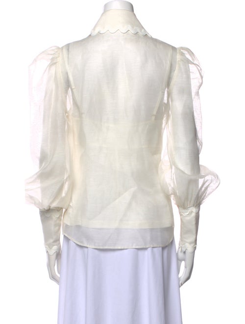 Zimmermann Linen Three-Quarter Sleeve Button-Up Top