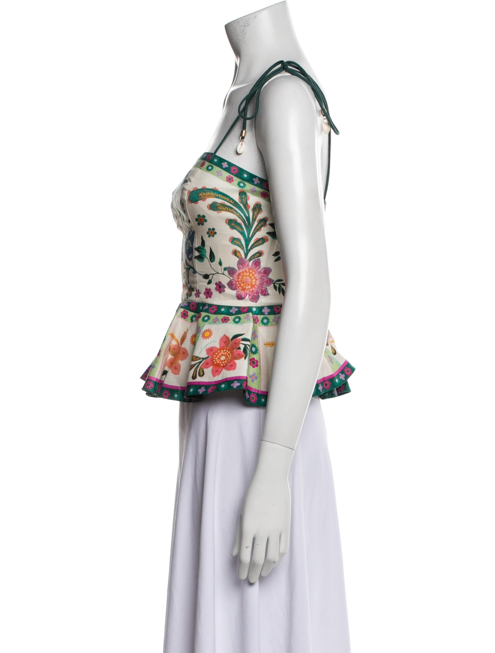 Zimmermann Linen Floral Print Crop Top