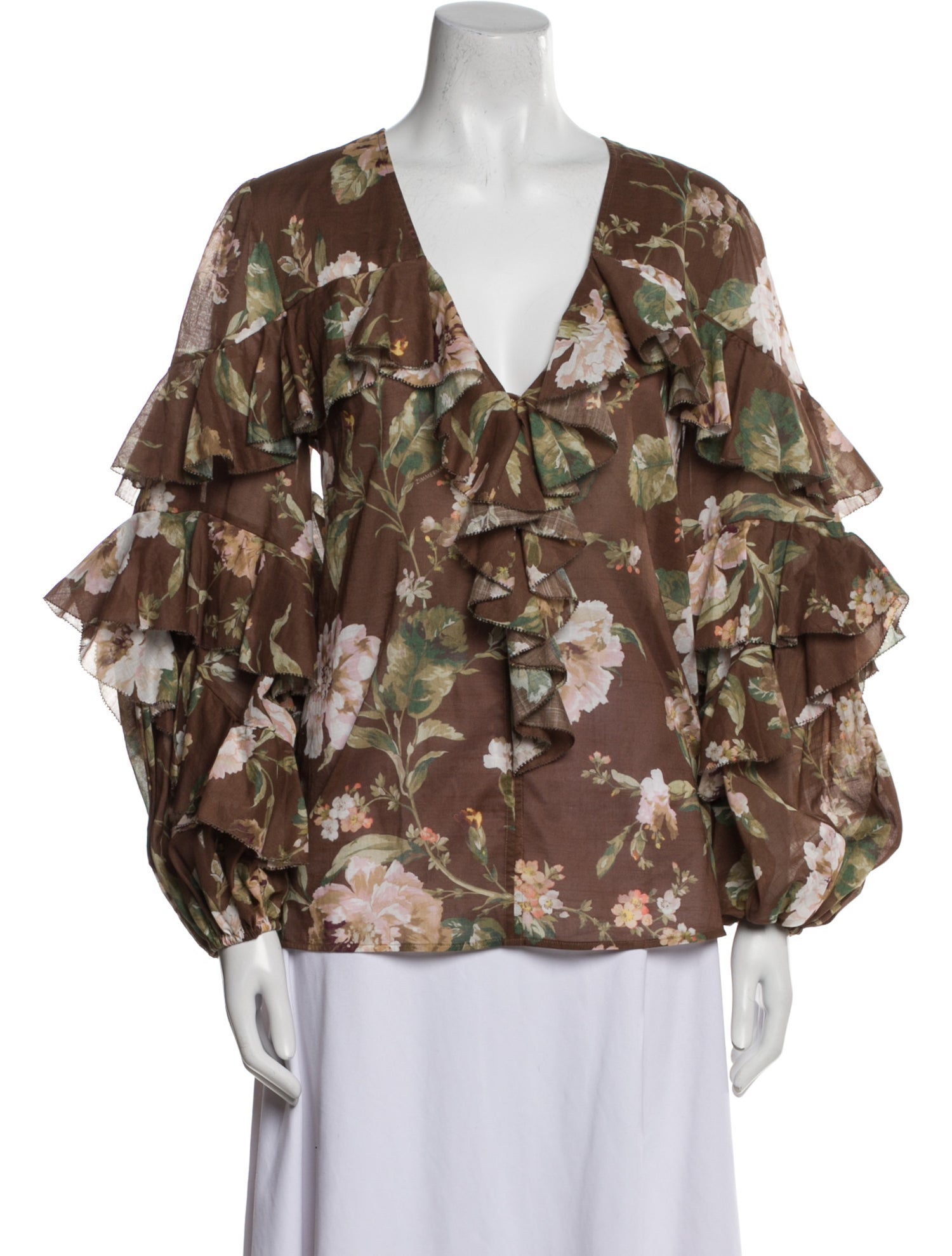 Zimmermann Floral Print V-Neck Blouse