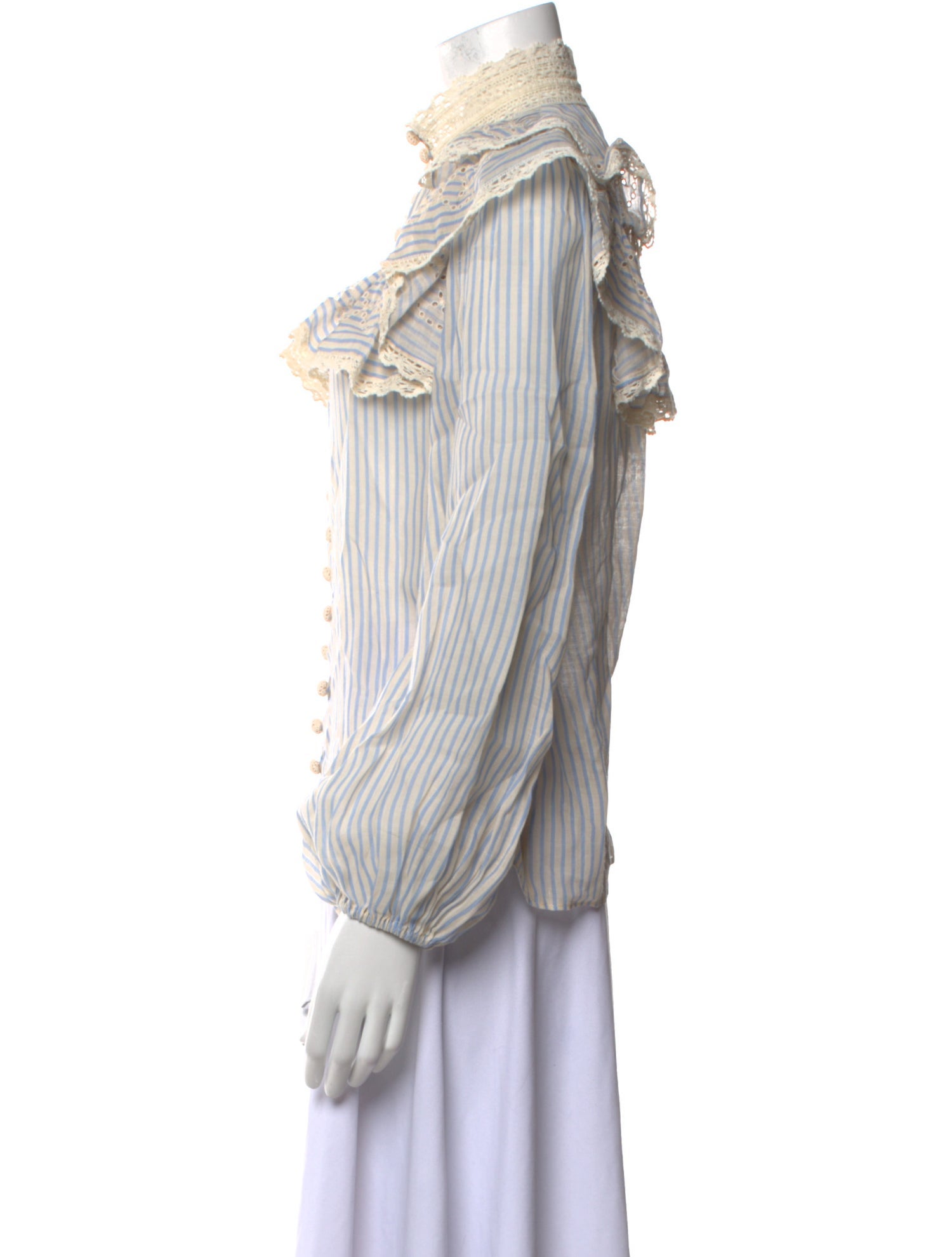 Zimmermann Striped Mock Neck Button-Up Top
