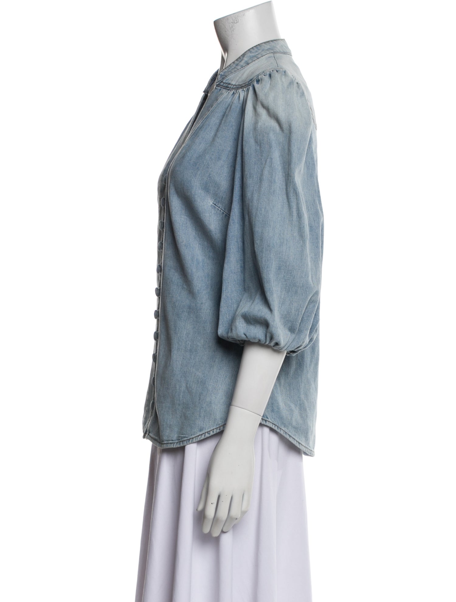 Zimmermann V-Neck Three-Quarter Sleeve Button-Up Top