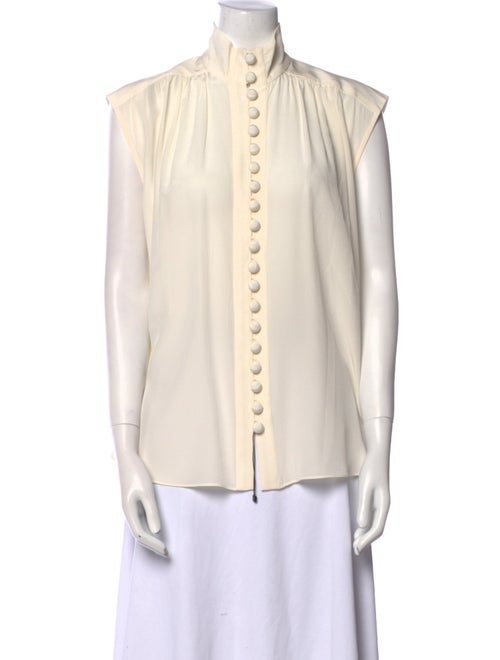 Zimmermann Silk Mock Neck Button-Up Top