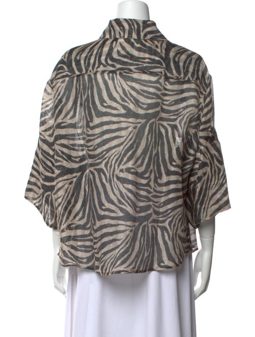 Zimmermann Linen Animal Print Button-Up Top