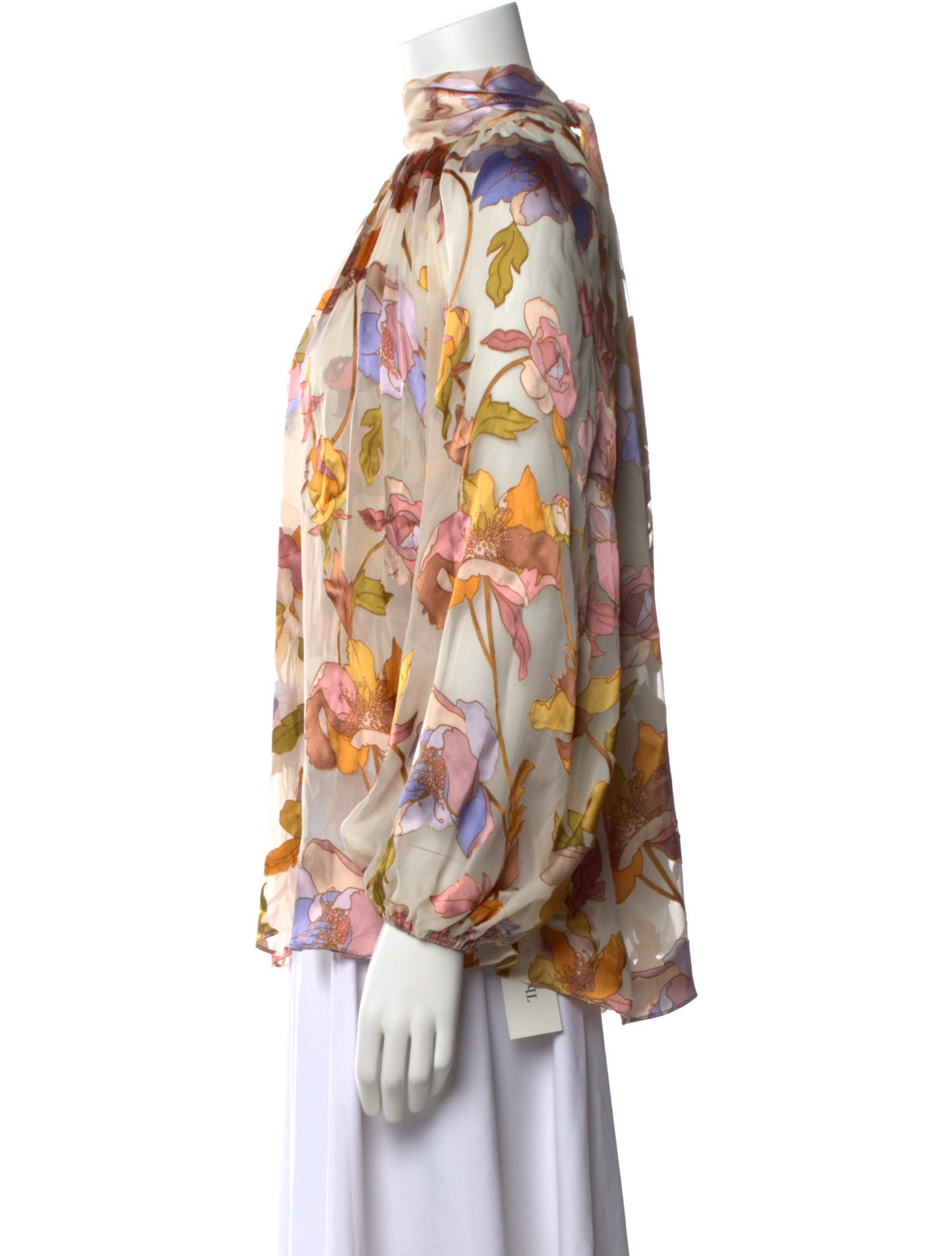 Zimmermann Floral Print Mock Neck Blouse