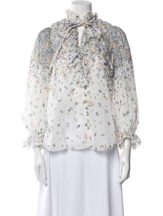 Zimmermann Floral Print Mock Neck Top