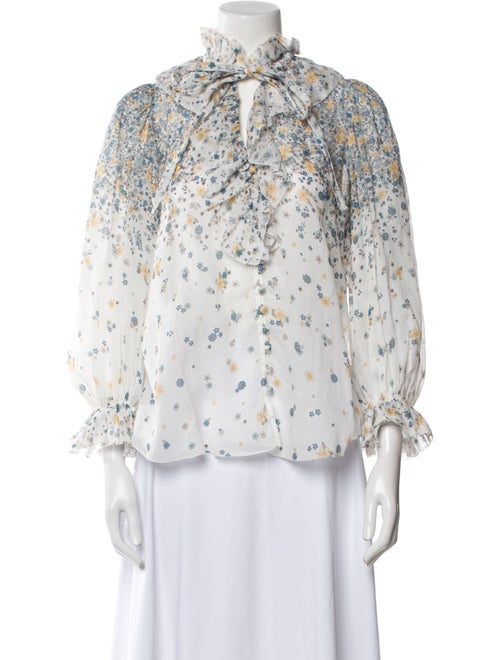 Zimmermann Floral Print Mock Neck Top