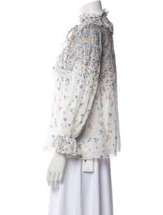 Zimmermann Floral Print Mock Neck Top
