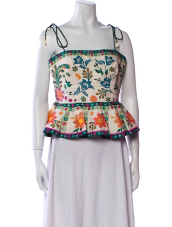 Zimmermann Linen Printed Crop Top