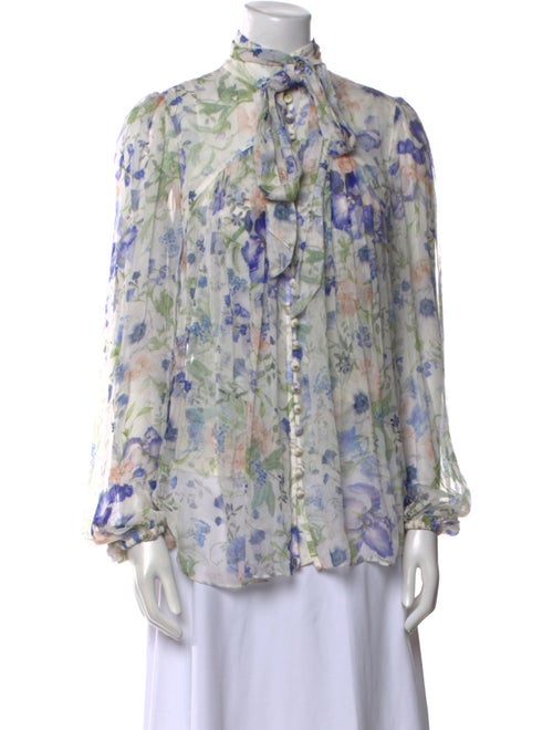 Zimmermann Floral Print Mock Neck Blouse