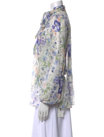 Zimmermann Floral Print Mock Neck Blouse