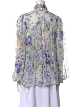 Zimmermann Floral Print Mock Neck Blouse
