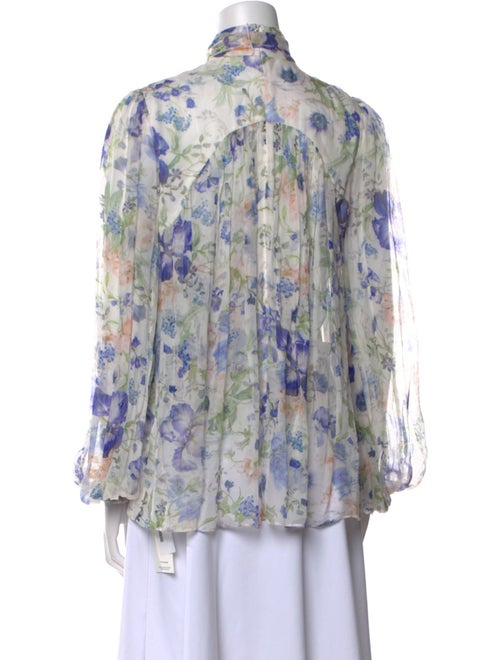 Zimmermann Floral Print Mock Neck Blouse