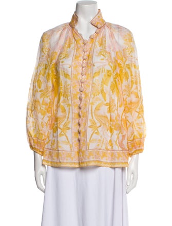 Zimmermann Printed Mock Neck Blouse
