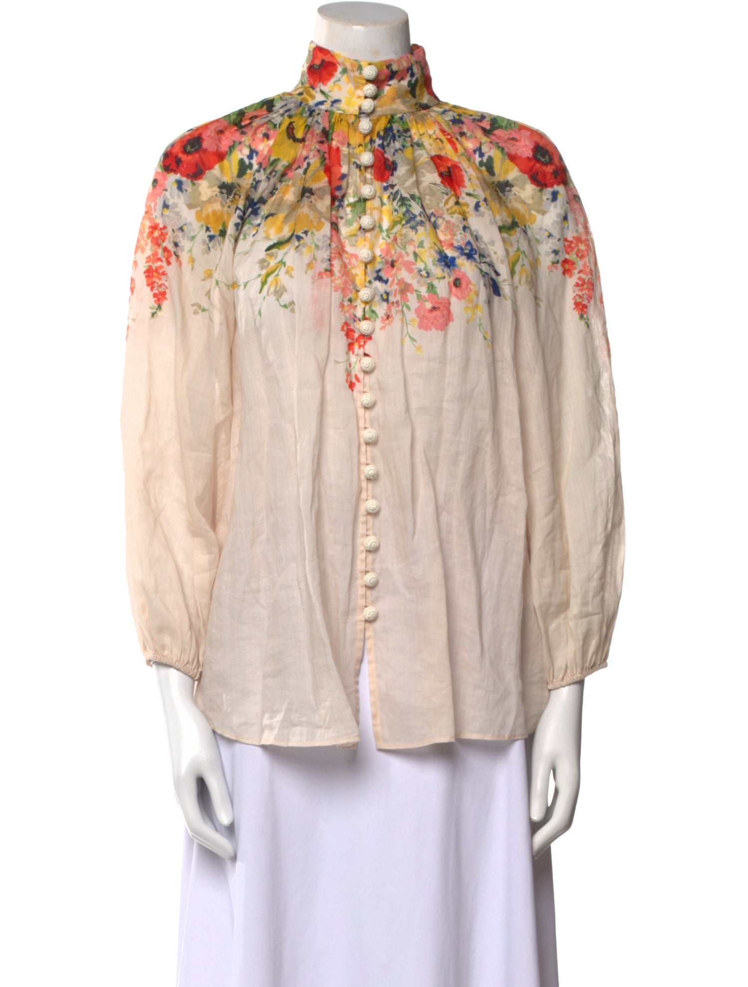 Zimmermann Floral Print Mock Neck Blouse w/ Tags