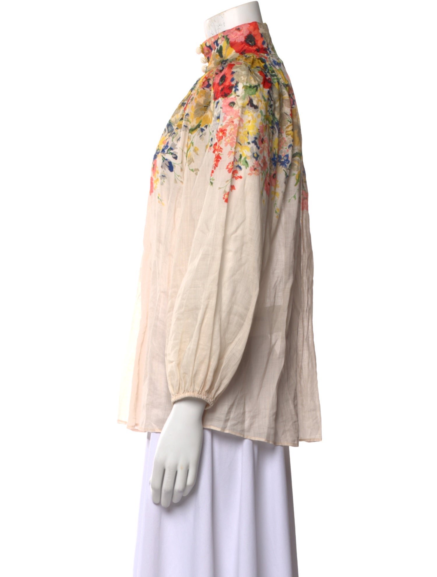 Zimmermann Floral Print Mock Neck Blouse w/ Tags