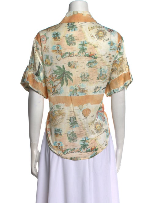 Zimmermann Paisley Print Mock Neck Button-Up Top