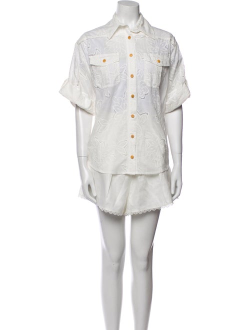 Zimmermann Linen Lace Pattern Short Set
