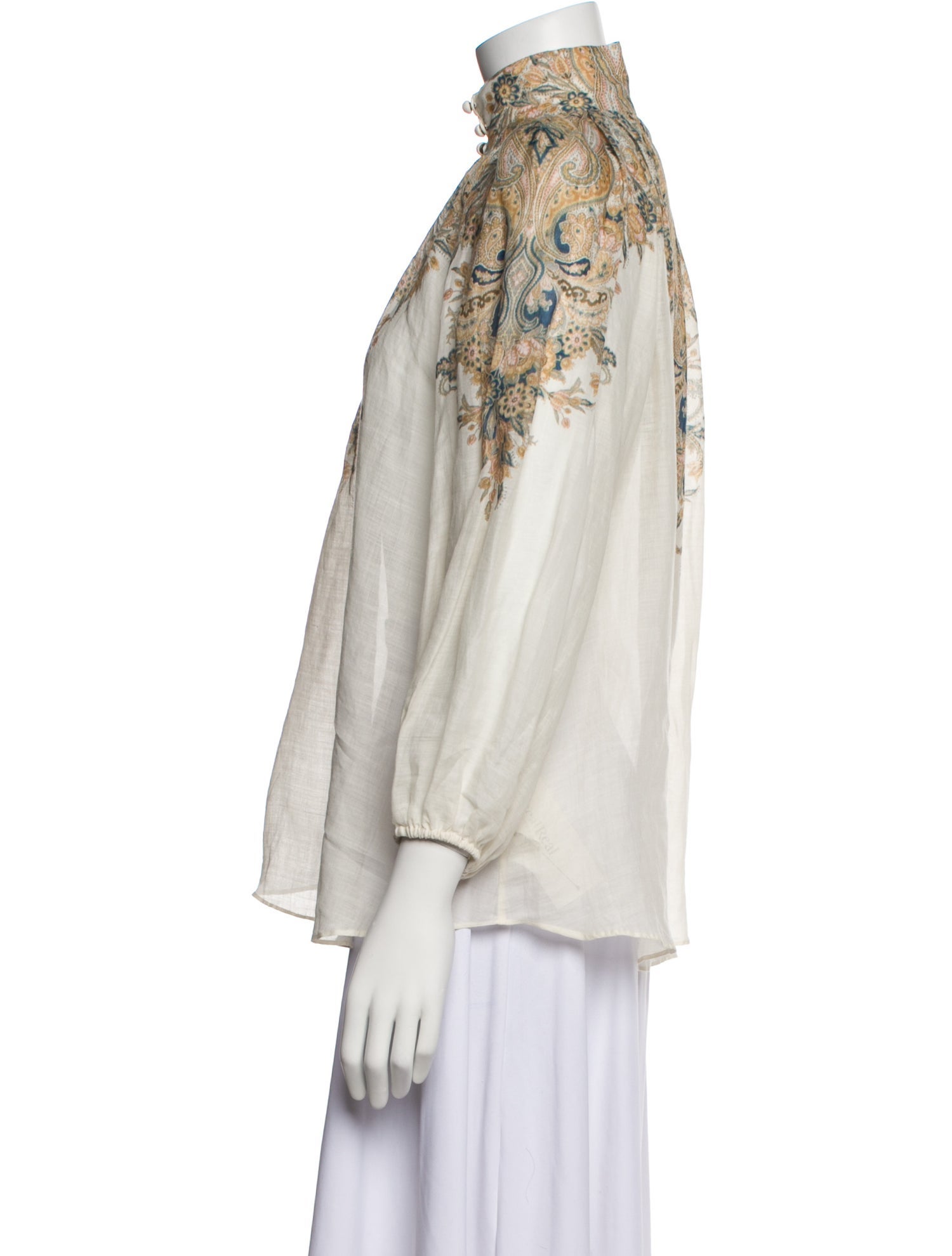 Zimmermann Graphic Print Mock Neck Blouse