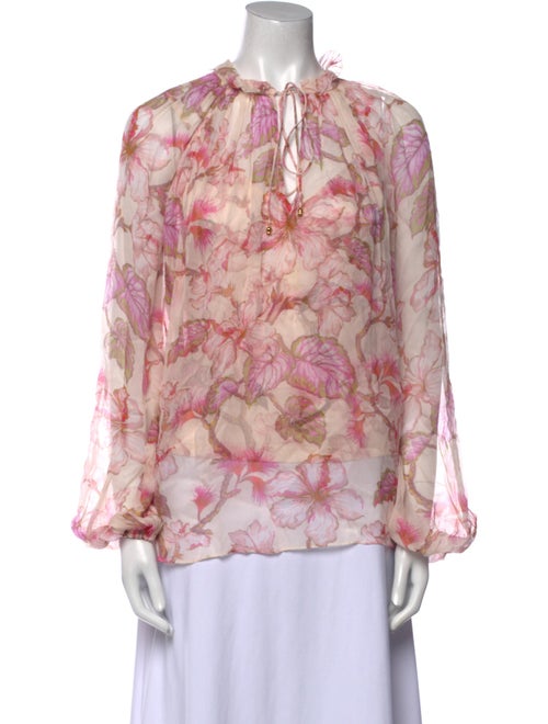 Zimmermann Floral Print Tie Neck Blouse