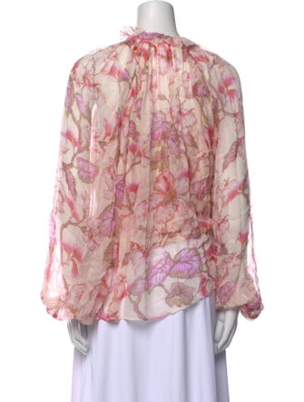 Zimmermann Floral Print Tie Neck Blouse