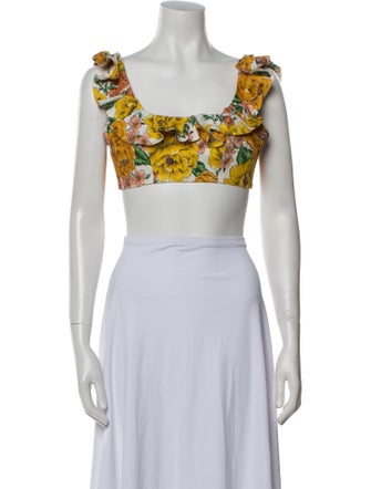 Zimmermann Linen Printed Crop Top