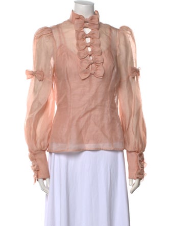 Zimmermann Mock Neck Long Sleeve Blouse