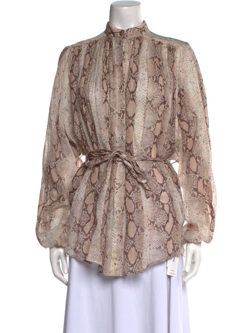 Zimmermann Animal Print Mock Neck Blouse