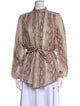 Zimmermann Animal Print Mock Neck Blouse