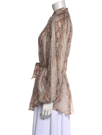 Zimmermann Animal Print Mock Neck Blouse