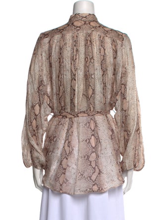 Zimmermann Animal Print Mock Neck Blouse