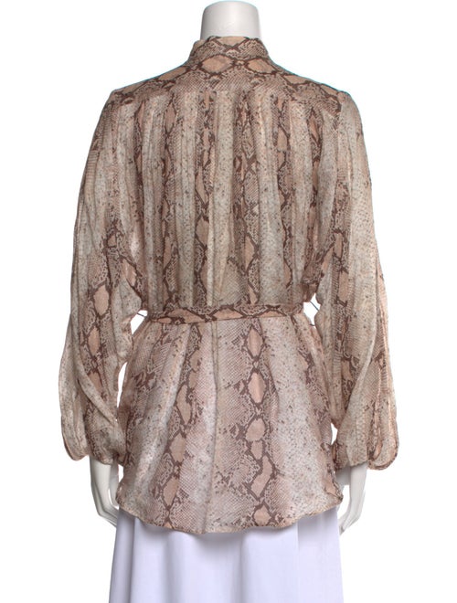 Zimmermann Animal Print Mock Neck Blouse