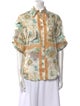 Zimmermann Printed Short Sleeve Button-Up Top