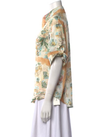 Zimmermann Printed Short Sleeve Button-Up Top