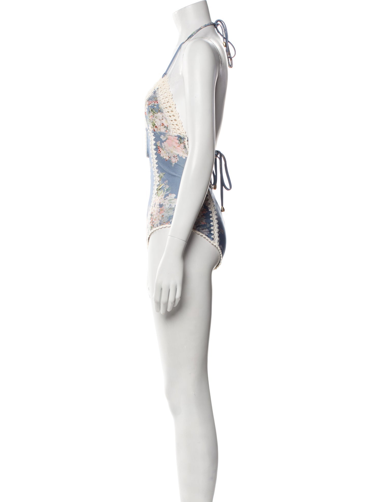 Zimmermann Floral Print Crochet Trim One-Piece