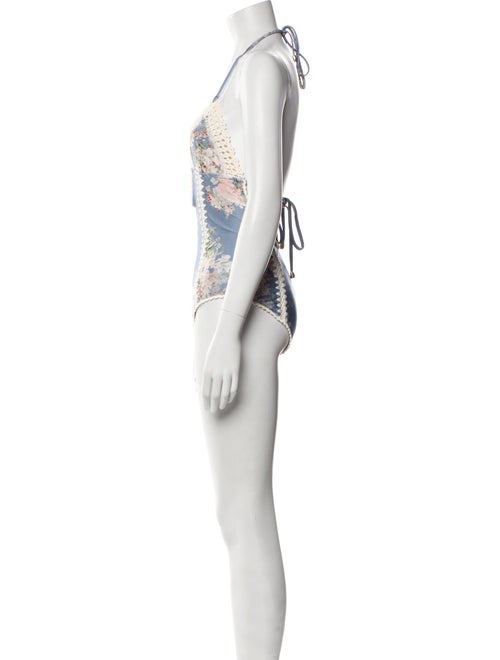 Zimmermann Floral Print Crochet Trim One-Piece