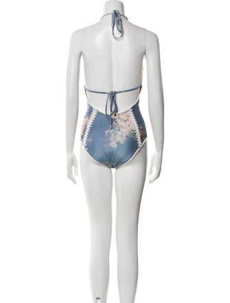 Zimmermann Floral Print Crochet Trim One-Piece