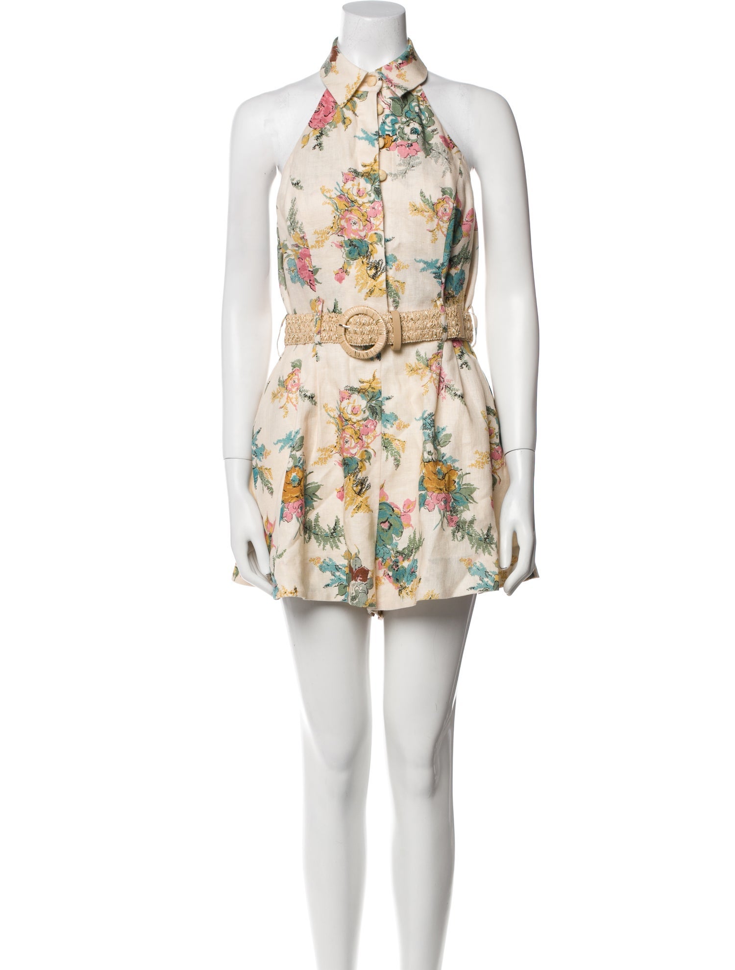 Zimmermann Linen Floral Print Romper