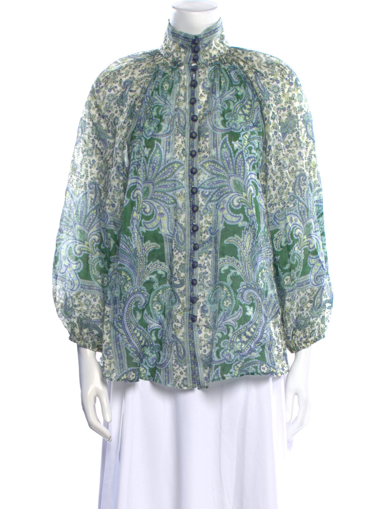 Zimmermann Patterned Mock Neck Blouse
