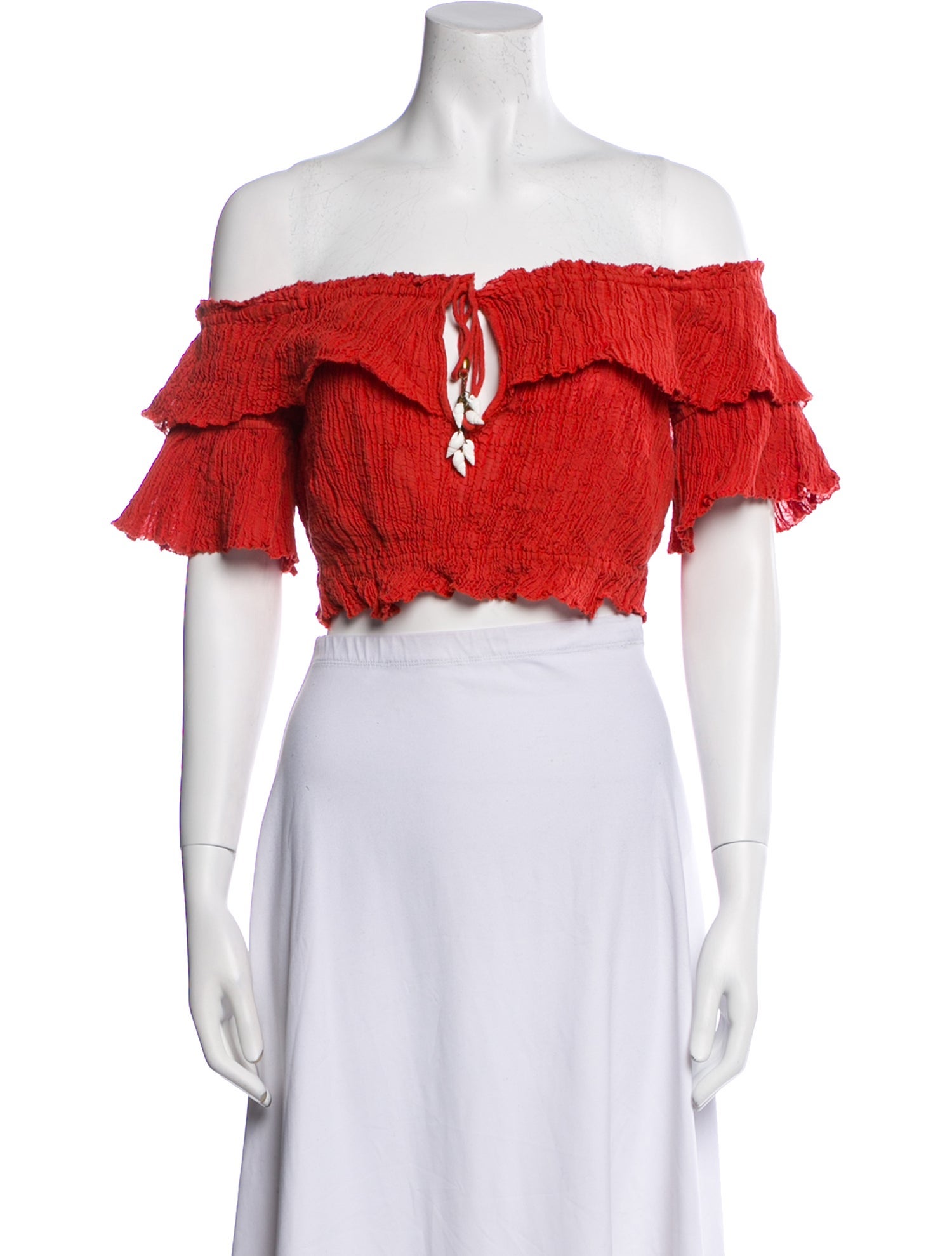 Zimmermann Lace Pattern Off-The-Shoulder Crop Top
