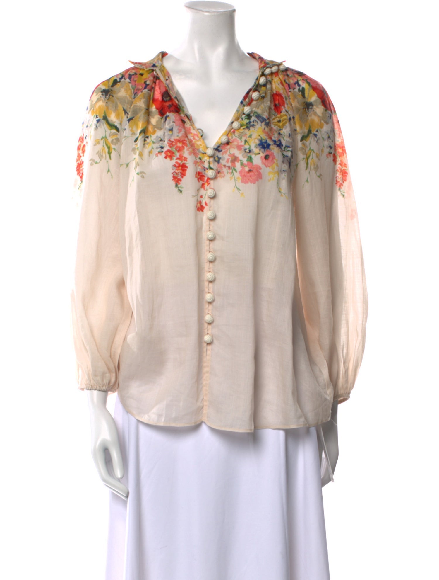 Zimmermann Floral Print V-Neck Blouse